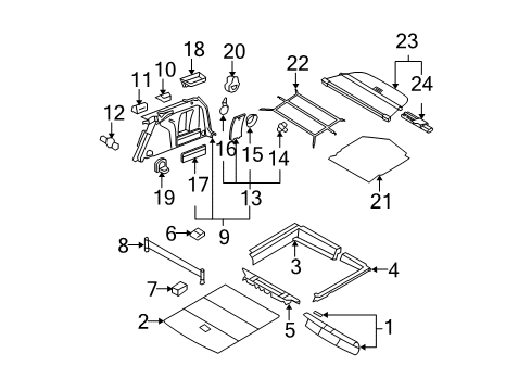 2010 Volkswagen Passat Trunk Side Trim Fastener Diagram for 701-867-299-95T