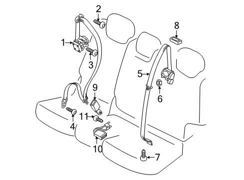 2012 Volkswagen Touareg Rear Seat Belts Diagram