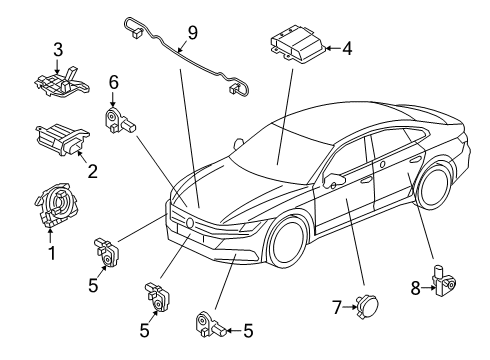 2020 Volkswagen Arteon Air Bag Components Diagram