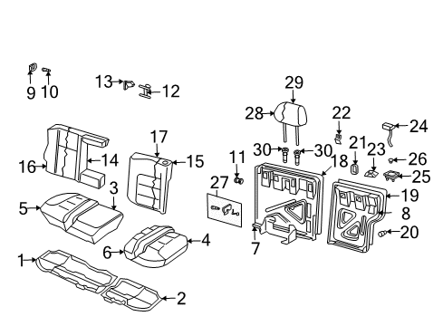 2003 Volkswagen Jetta Rear Seat Components Diagram 2