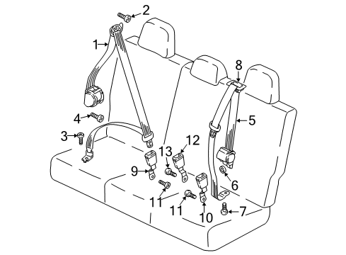 2022 Volkswagen Atlas Second Row Seat Belts Diagram