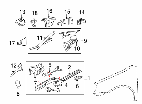 2014 Volkswagen Jetta Structural Components & Rails Diagram