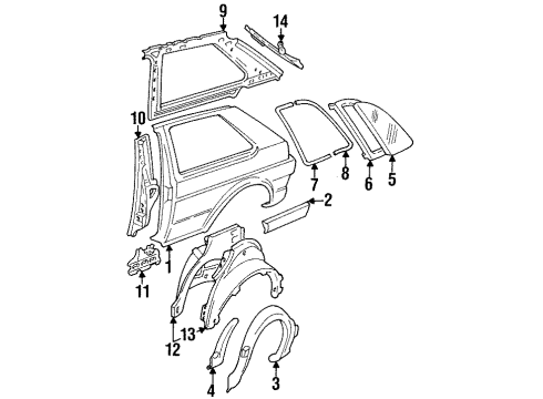 1987 Volkswagen Golf Glass & Hardware - Quarter Panel Diagram