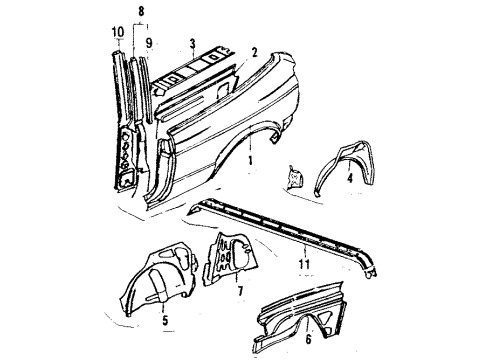 1986 Volkswagen Cabriolet Quarter Panel & Components Diagram