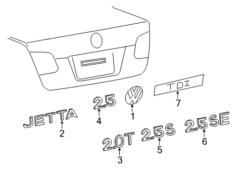 2012 Volkswagen Jetta Exterior Trim - Lift Gate Diagram