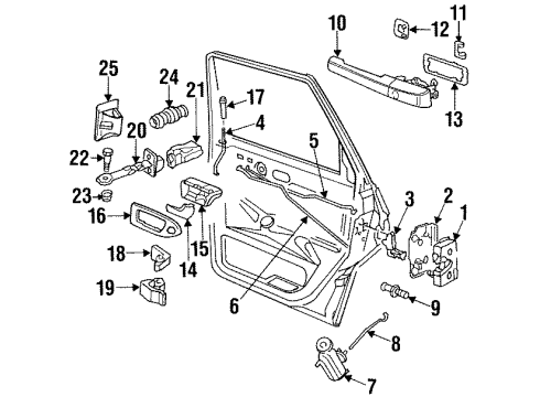 1990 Volkswagen Passat Rear Door - Lock & Hardware Diagram