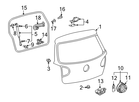 2007 Volkswagen Rabbit Gate & Hardware Diagram