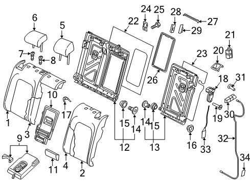 2017 Volkswagen Golf SportWagen Rear Seat Components Diagram