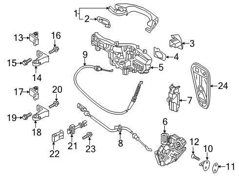 2021 Volkswagen Atlas Rear Door - Lock & Hardware Diagram