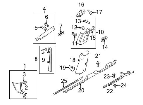 2011 Volkswagen CC Interior Trim - Pillars Diagram