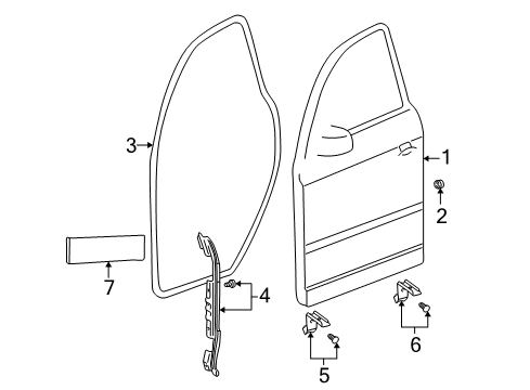 2004 Volkswagen Passat Door & Components Diagram