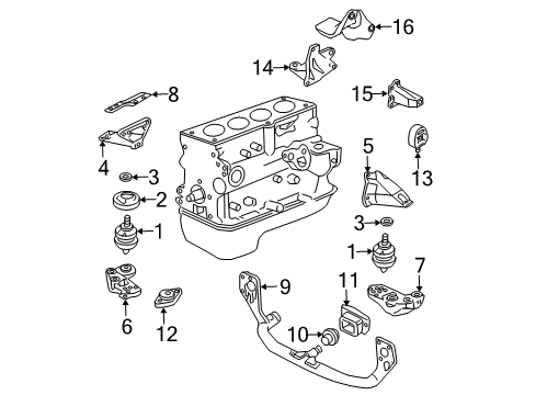 2001 Volkswagen Passat Engine & Trans Mounting Diagram 4