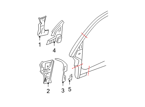 2001 Volkswagen Beetle Hinge Pillar