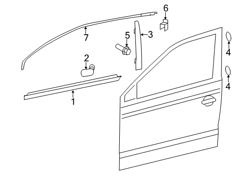 2010 Volkswagen Jetta Exterior Trim - Front Door Diagram