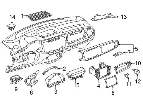 2019 Volkswagen Beetle Instrument Panel Components Diagram 2