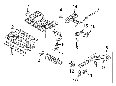 2012 Volkswagen Jetta Rear Floor & Rails Diagram 2