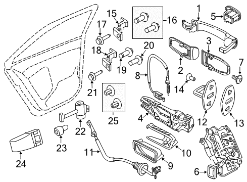 2011 Volkswagen Jetta Rear Door - Lock & Hardware Diagram