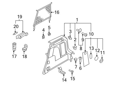 2016 Volkswagen Tiguan Interior Trim - Rear Body Diagram