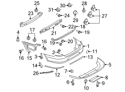 2009 Volkswagen CC Bumper & Components - Rear Diagram