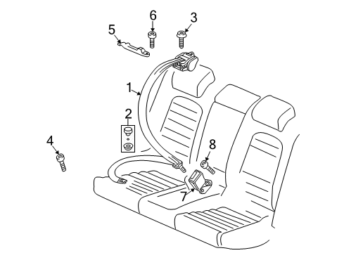 2012 Volkswagen CC Rear Seat Belts Diagram