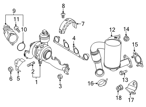 2014 Volkswagen Beetle Exhaust Manifold Diagram for 03L-253-056-X
