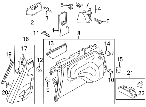 2016 Volkswagen Touareg Interior Trim - Quarter Panels Diagram