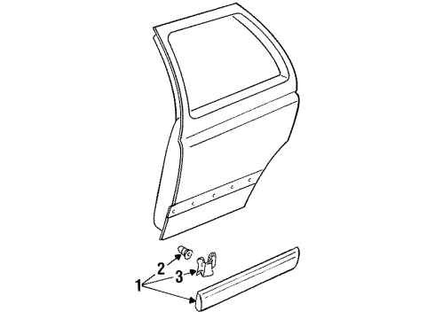 1995 Volkswagen Golf Exterior Trim - Rear Door Diagram