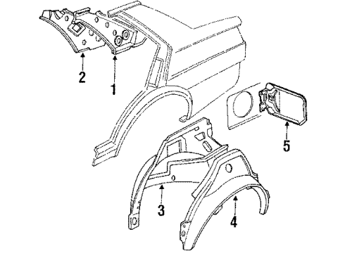 1985 Volkswagen Jetta Inner Components - Quarter Panel Diagram 2