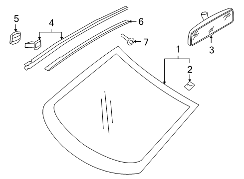 2012 Volkswagen Golf Exterior Trim - Windshield Diagram