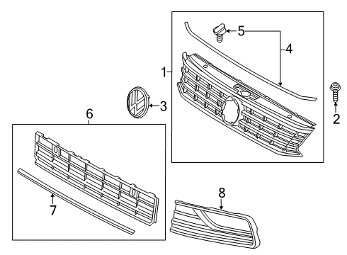 2016 Volkswagen Passat Grille & Components Diagram 2