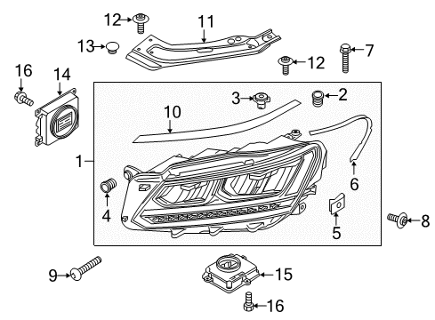 2016 Volkswagen Passat Headlamp Components Diagram 2