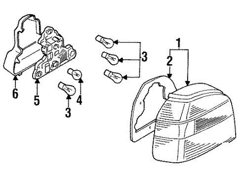 1997 Volkswagen Golf Tail Lamp Assembly Diagram for 1EM-945-111