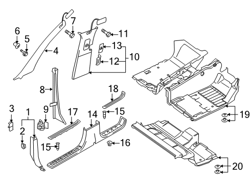 2004 Volkswagen Touareg Interior Trim - Pillars Diagram