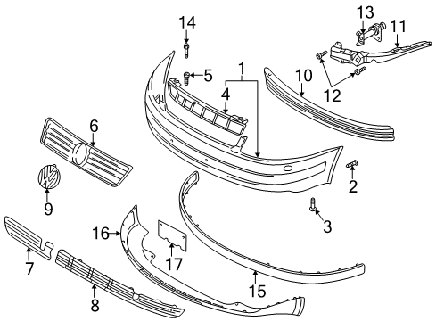 1998 Volkswagen Passat Bumper & Components - Front Diagram