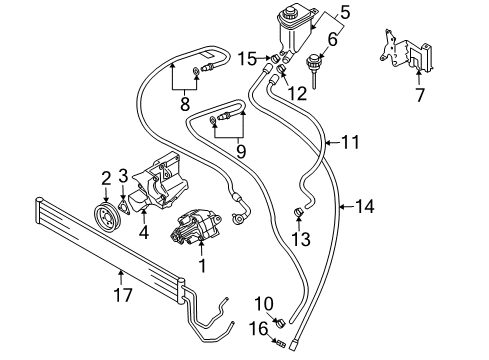 2006 Volkswagen Touareg P/S Pump & Hoses Diagram 3