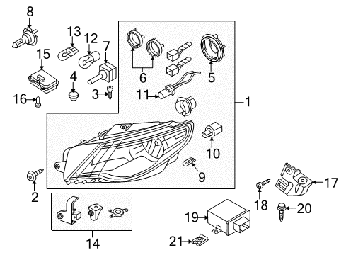 2011 Volkswagen CC Headlamp Components Diagram 2