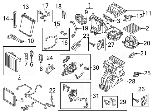 2025 Volkswagen Golf R A/C Evaporator & Heater Components Diagram