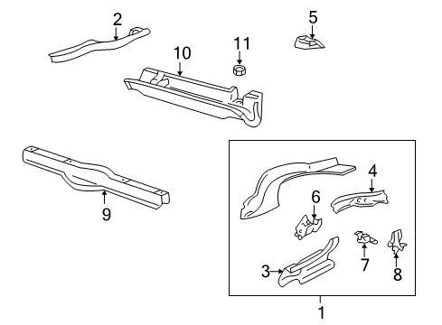 2000 Volkswagen Cabrio Rear Floor & Rails Diagram 2
