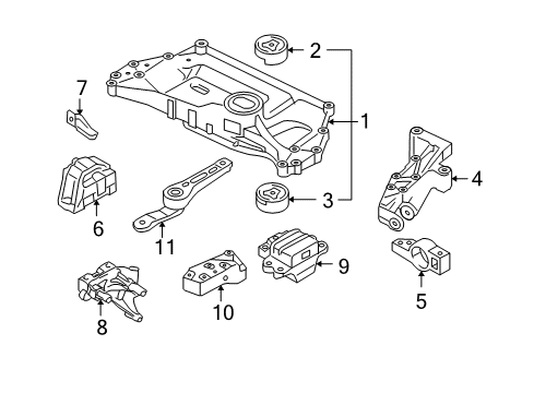 2008 Volkswagen R32 Engine & Trans Mounting Diagram