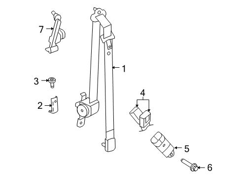 2012 Volkswagen Routan Rear Seat Belts Diagram