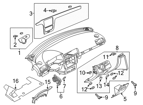 2016 Volkswagen Passat Instrument Panel Components
