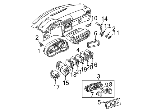 2003 Volkswagen Passat A/C & Heater Control Units Diagram
