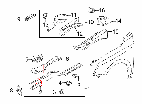 2015 Volkswagen Jetta Structural Components & Rails Diagram