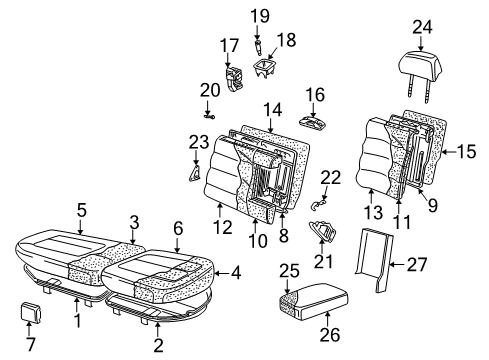2000 Volkswagen Passat Rear Seat Components Diagram 2