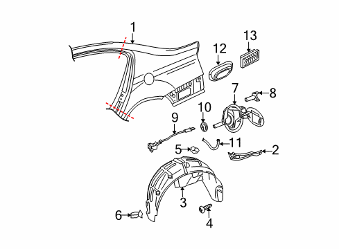 2006 Volkswagen Passat Quarter Panel & Components Diagram