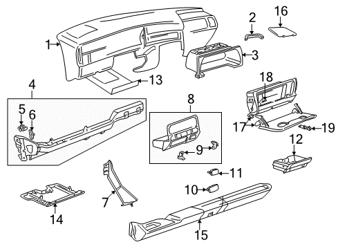 1999 Volkswagen Cabrio Instrument Panel Components