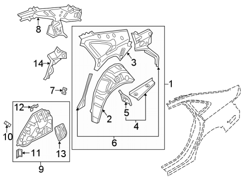 2025 Volkswagen Jetta Inner Structure - Quarter Panel Diagram