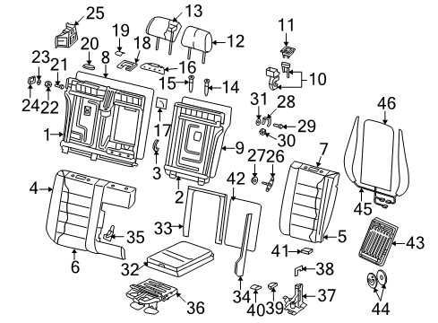 2007 Volkswagen Touareg Rear Seat Components Diagram