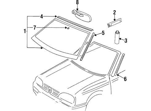 1997 Volkswagen Cabrio Glass - Windshield Diagram