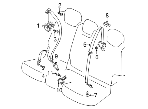 2012 Volkswagen Touareg Seat Belt - Body Diagram 3